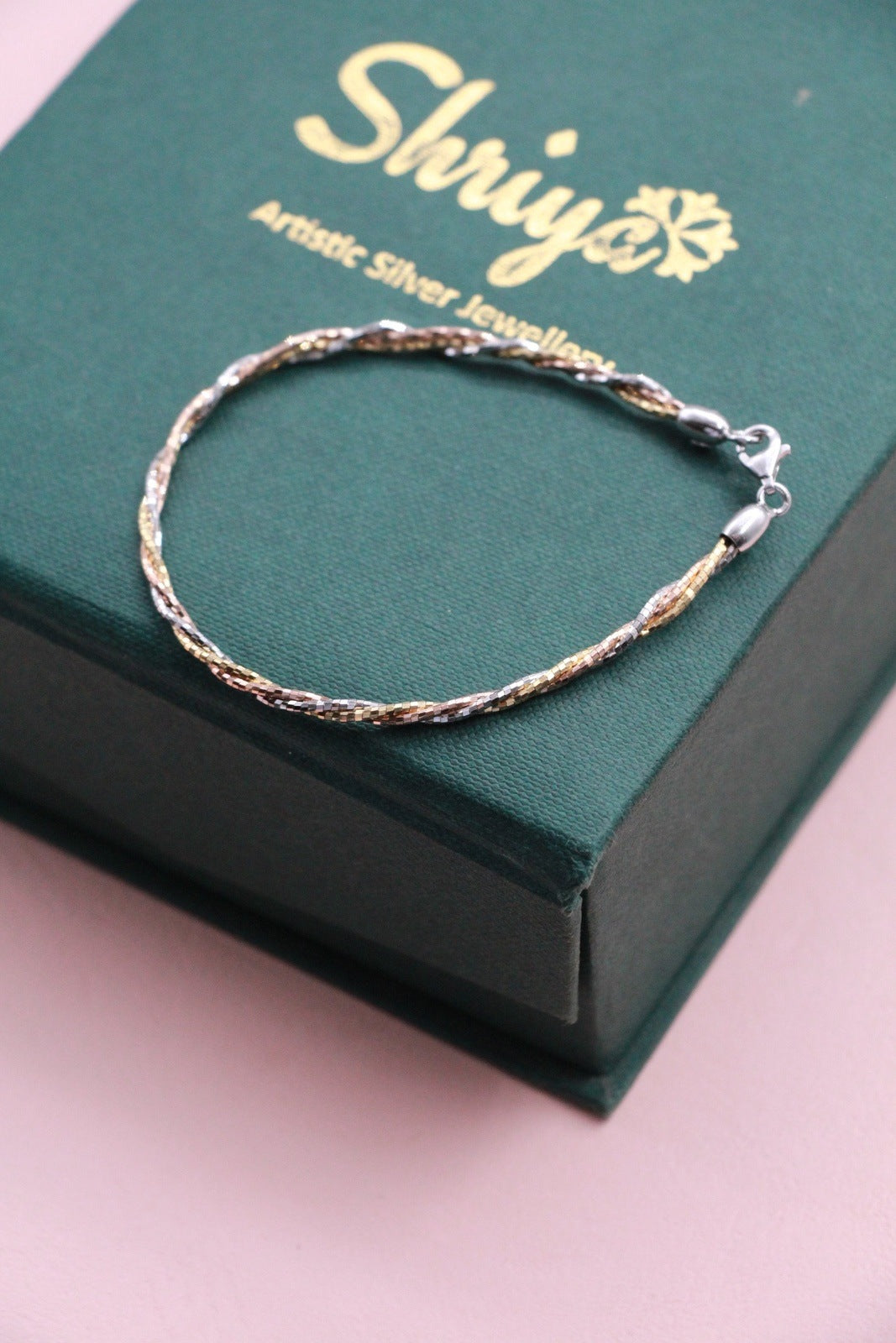 Silver Slim Italian 3 Tone Bracelet