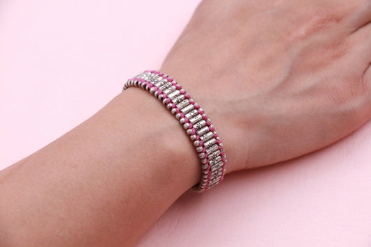 Pink Tibetian Silver Bracelet