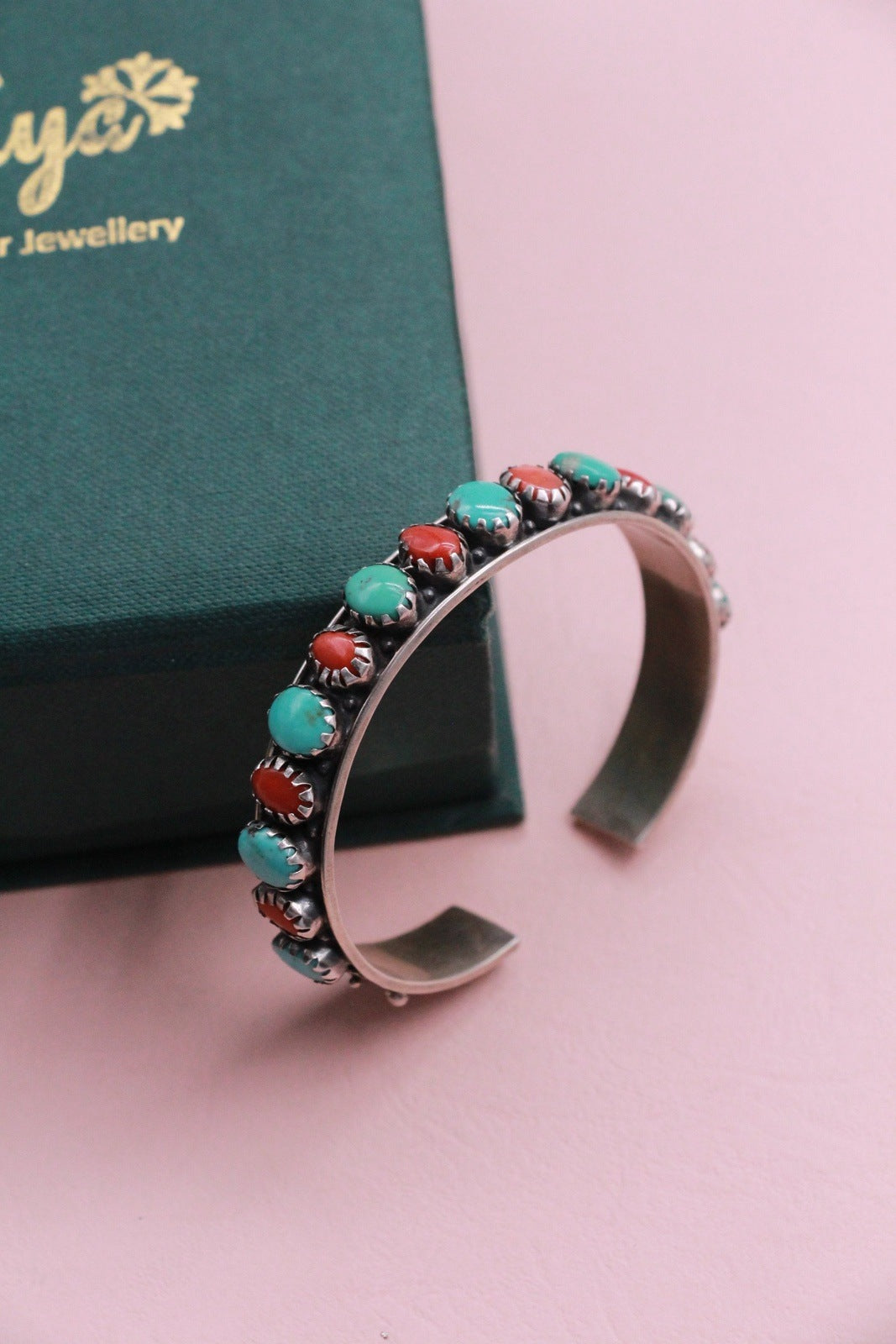 Turquoise Coral Antique Kada Bracelet