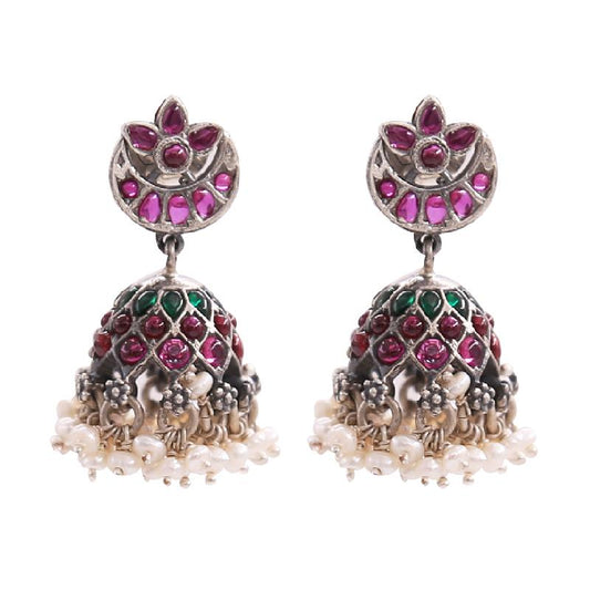 Enthralling Royal Floral Kundan Jhumkas