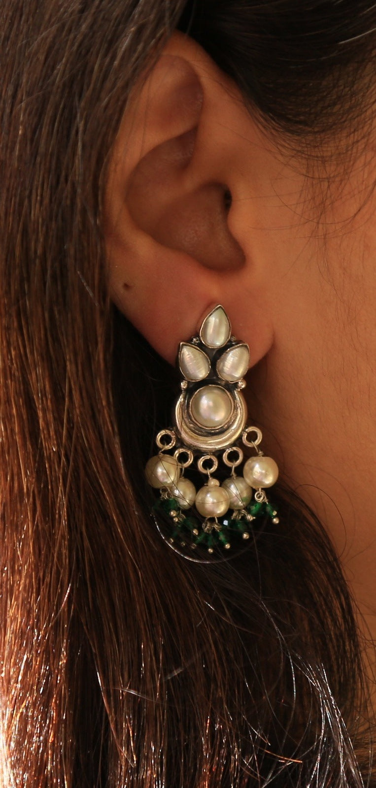Pearl Kundan Tiara Earrings