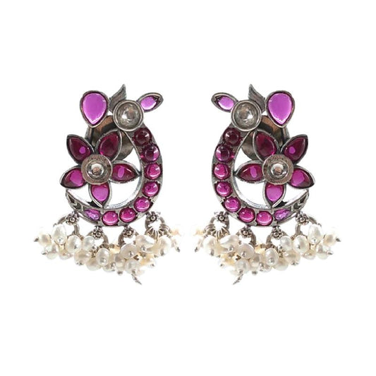 Red Gulaal Bird Rajwadi Earrings