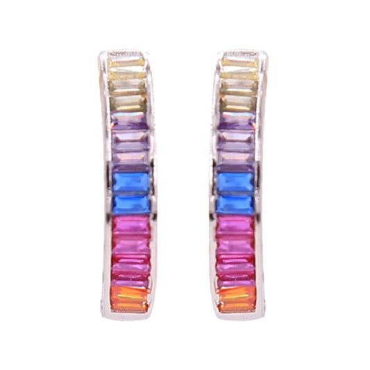 Rainbow Cosmo Hoop Silver Earrings