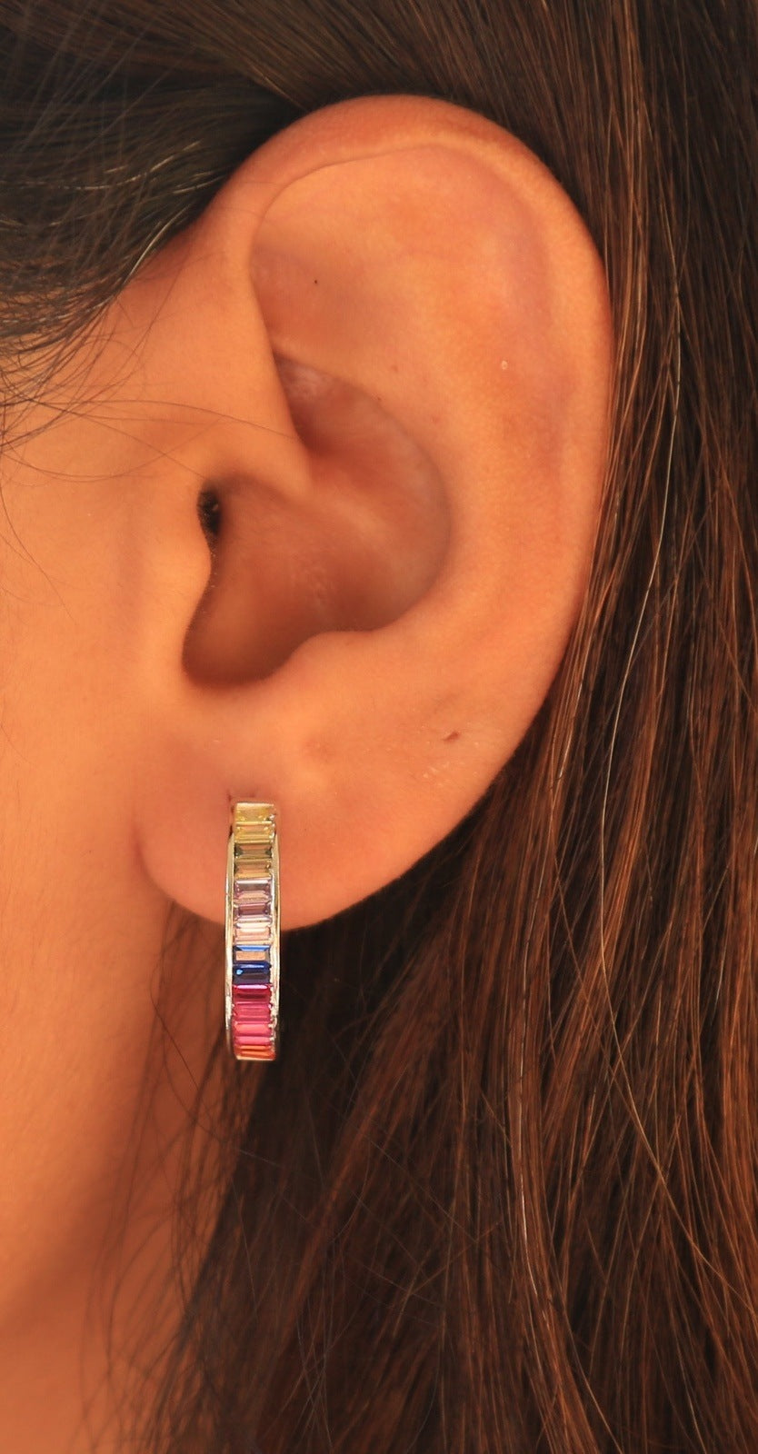 Rainbow Cosmo Hoop Silver Earrings