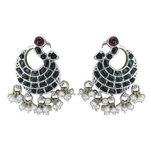 Majestic Green Red Bird Earrings