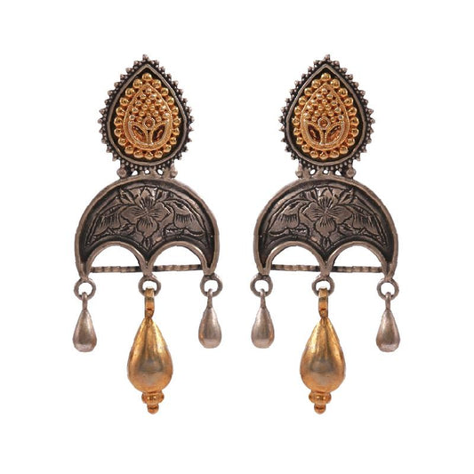 Kutchi Etchwork Gold silver Danglers