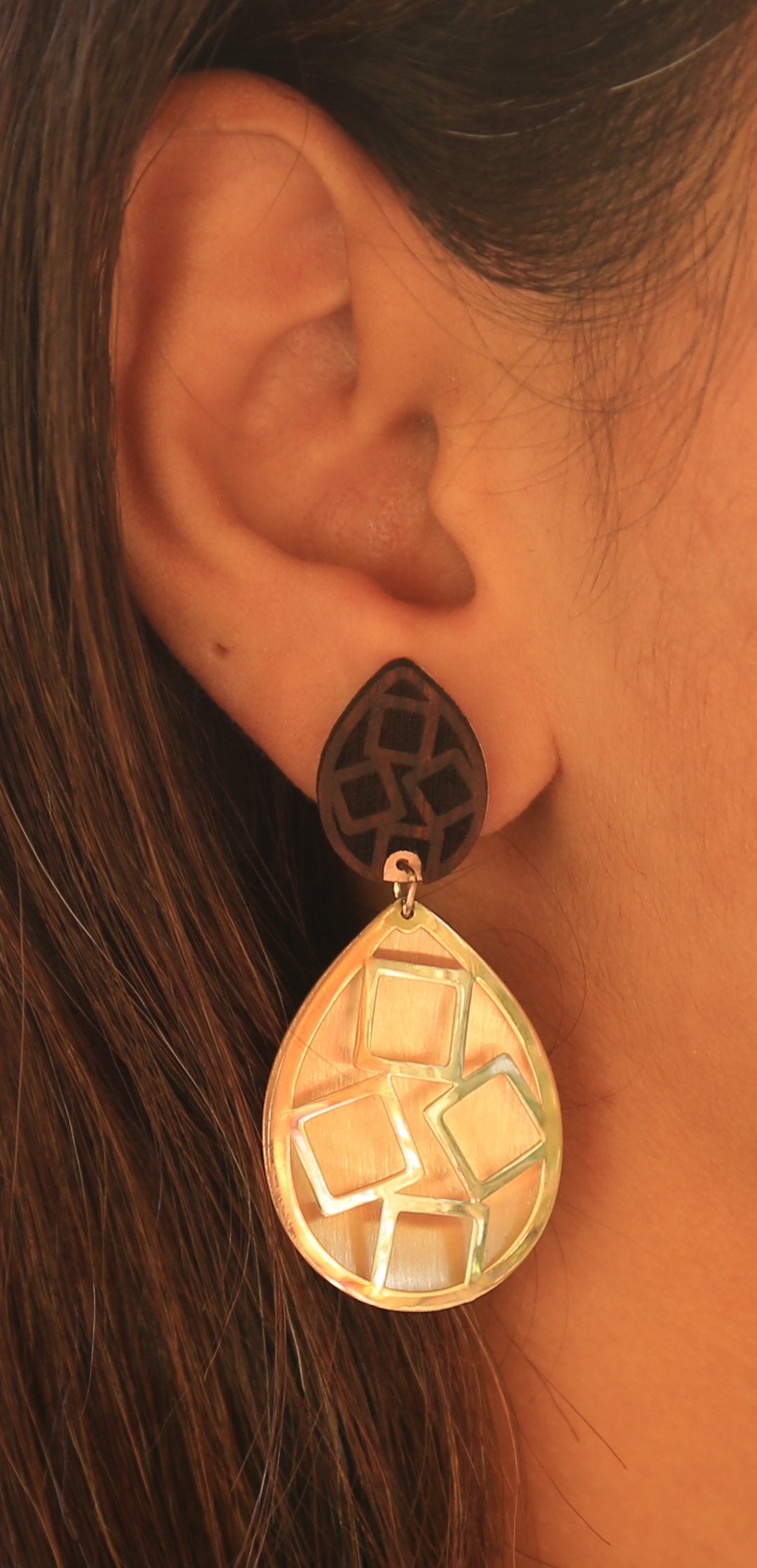 Wood & Metal Geometry Bliss Earrings