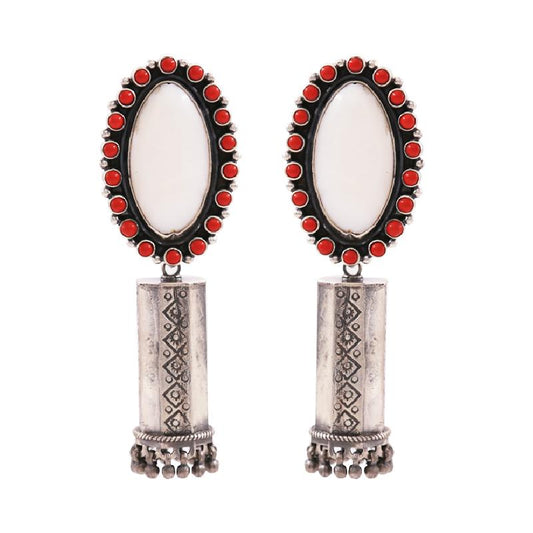 Pearl & Coral Etching Jhumkas