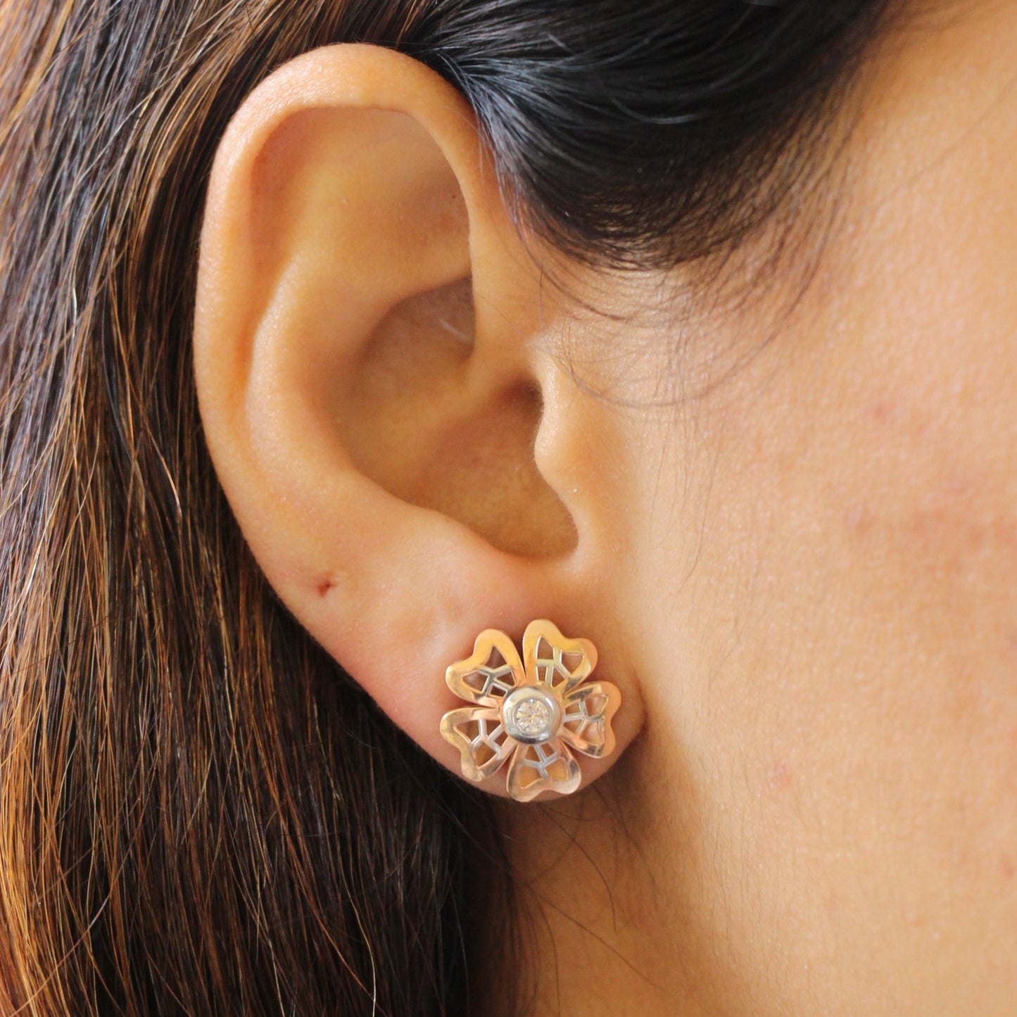 Royal Orchids Modern Rose Silver Studs