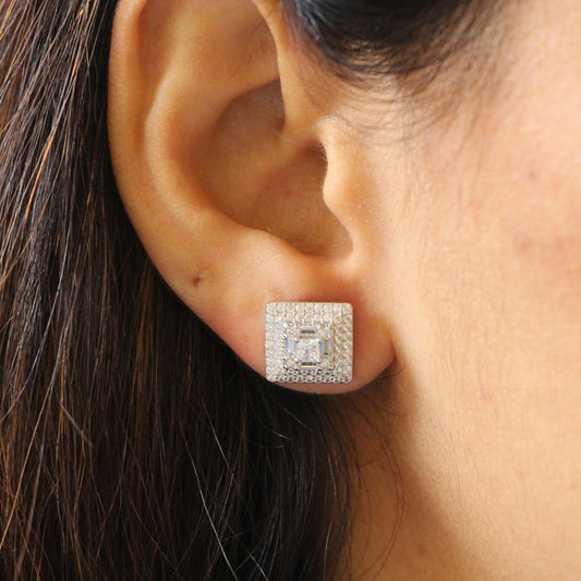 Patricia Square Cz Silver studs