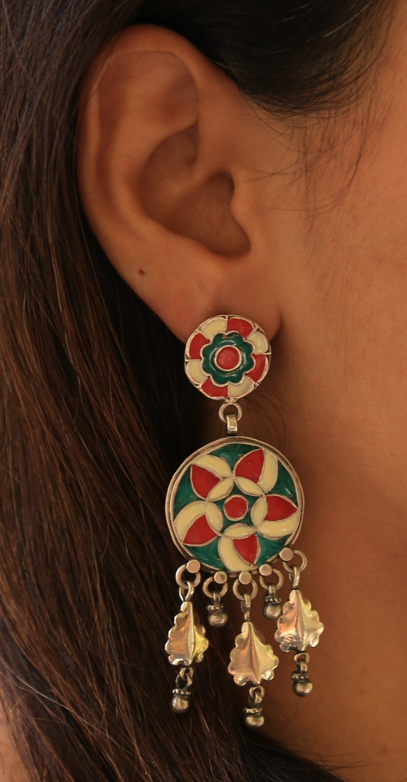 IVORY RED LILLY EARRINGS