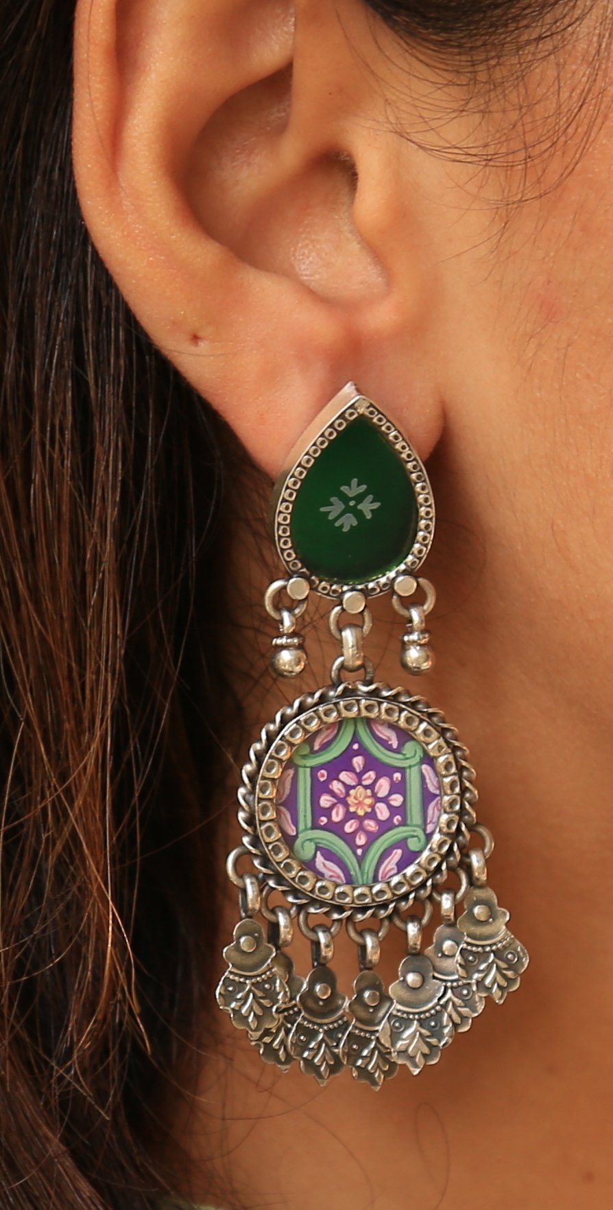 Vintage Mandala Painting Earrings