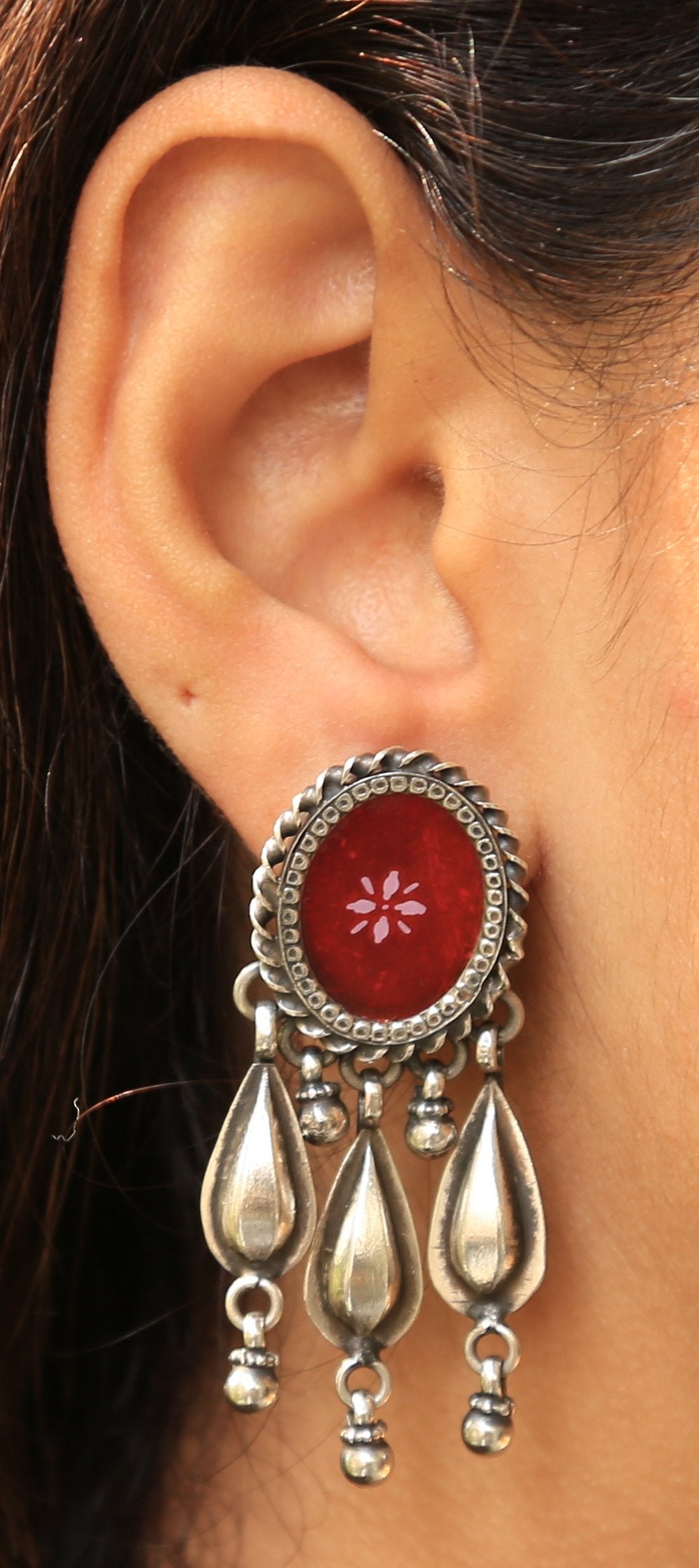 Amrita Lovely Red Painting Earrings