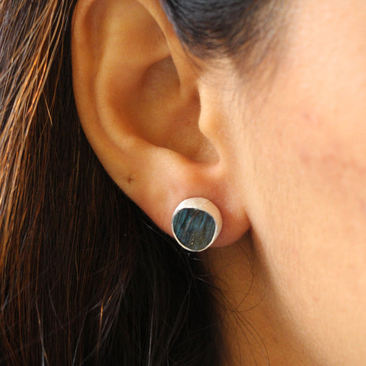 Reliable round Labradorite Silver Studs