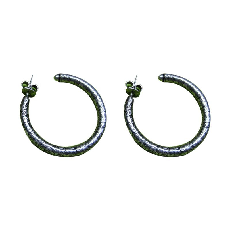Textured Antique half hoop earrings