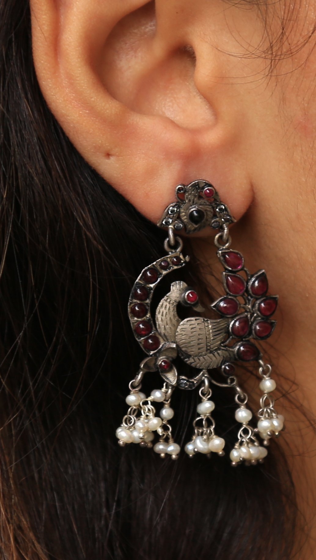 Supriya Peacock Kundan & Pearl Earrings