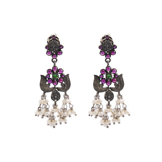 Deepali Ethnic Silver Long Earrings