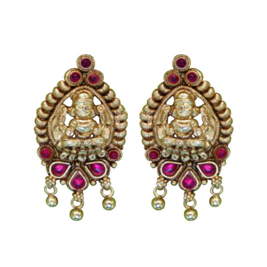 Lakshmi Gold Polish Kundan Earrings