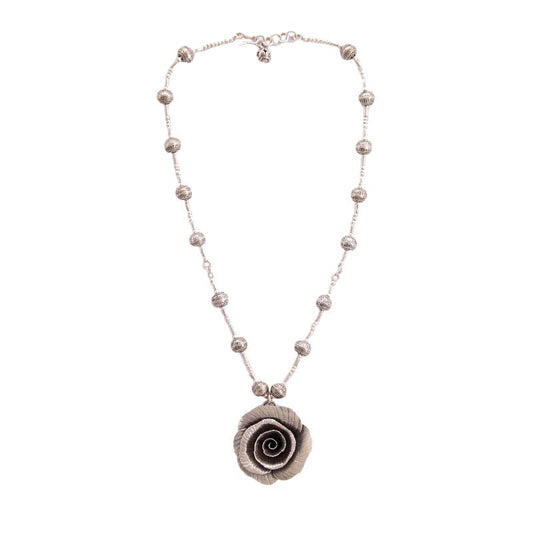 HANDCRAFTED ROSE FLORAL SILVER SET