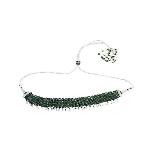 PASTLE GREEN STONE STITCHED NECKLACE
