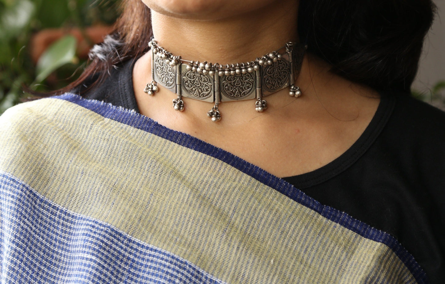 Amarantra Silver Chokar Necklace