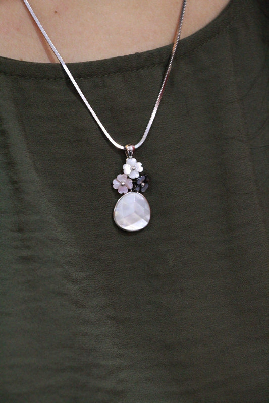 Moonstone & MOP Silver Pendant