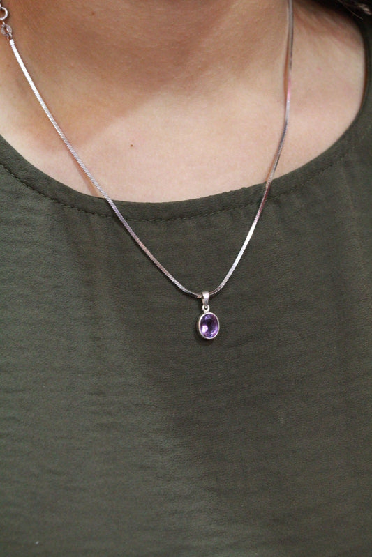 Amethyst Silver Pendant