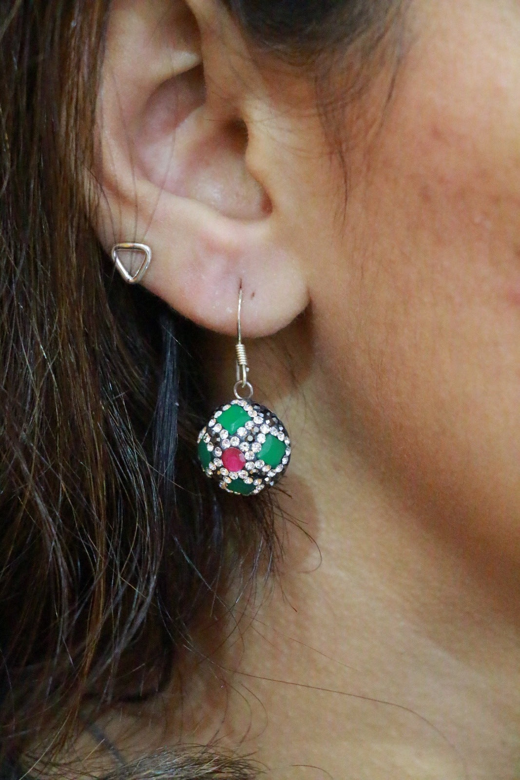 Marcosite Onyx Floral Pendant Earrings Set