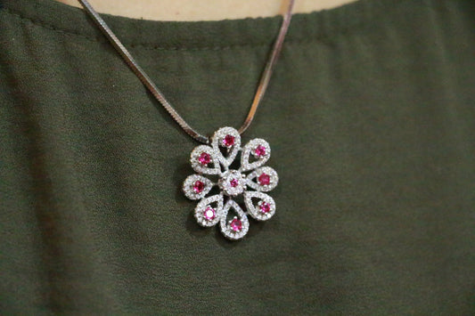 Floral Blossom Pendant Earrings Set