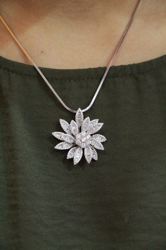 Daisy Modern Silver Pendant Earrings