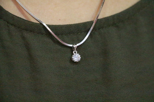 Solitare Cz Silver Pendant Earrings