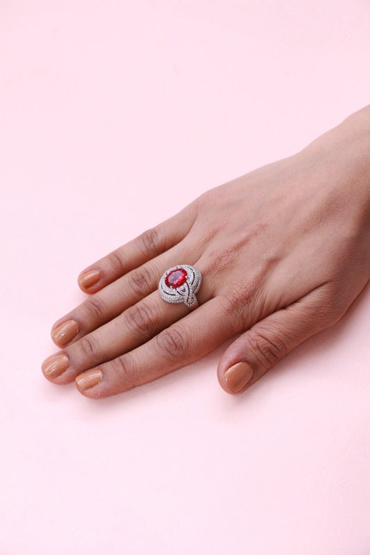 Ruby CZ Silver Ring