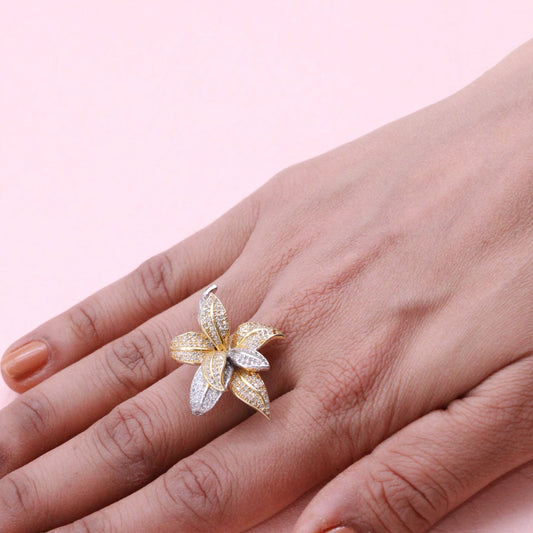 Carnation Blossom CZ Silver Ring